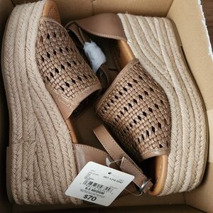 New a.n.a Tan Woven Wedge Sandals Size 6.5